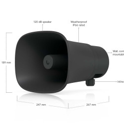 Difuzor tip goarnă AI PoE UniFi Ubiquiti pentru exterior 120 dB, UP-AI-Horn-Speaker-B